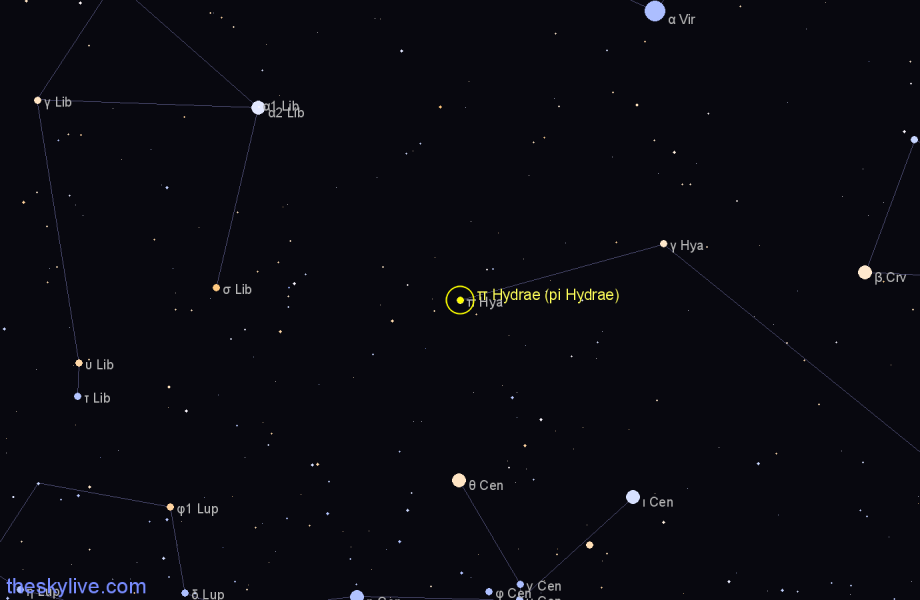 Finder chart π Hydrae (pi Hydrae) star