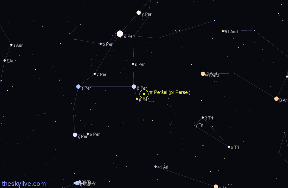 Finder chart π Persei (pi Persei) star