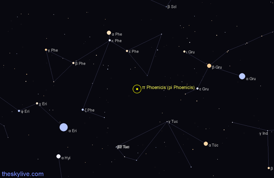 Finder chart π Phoenicis (pi Phoenicis) star