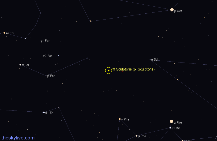 Finder chart π Sculptoris (pi Sculptoris) star