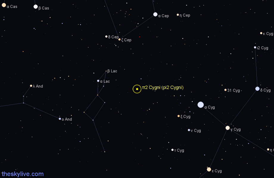 Finder chart π2 Cygni (pi2 Cygni) star