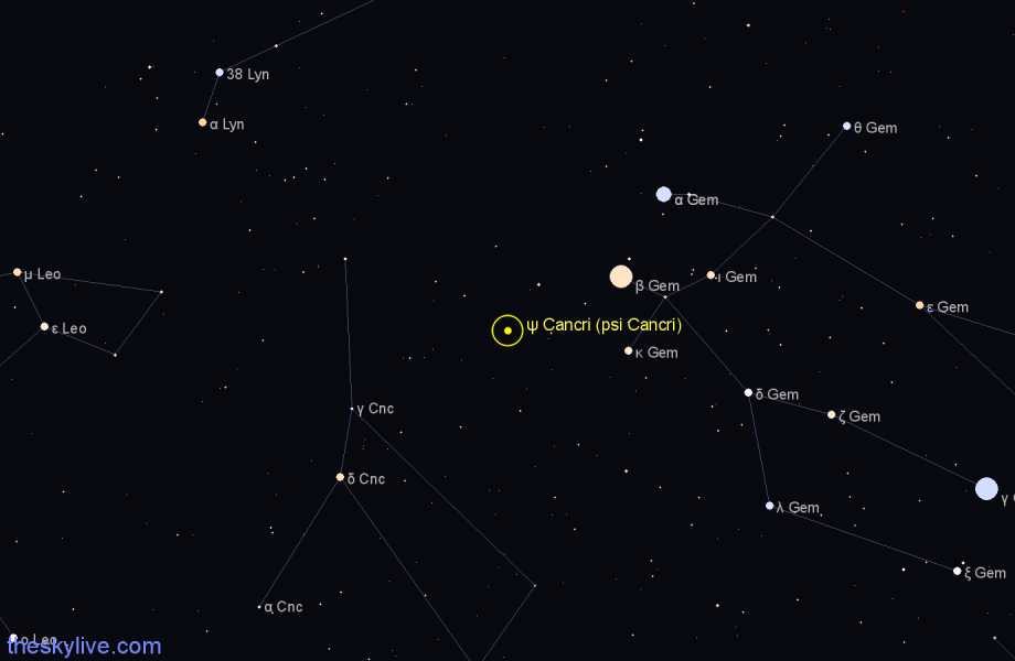 Finder chart ψ Cancri (psi Cancri) star
