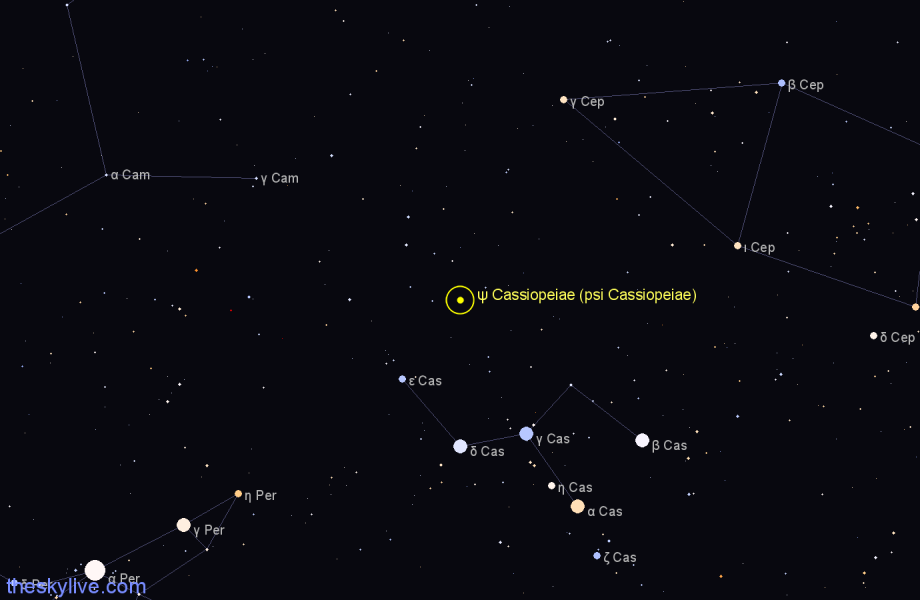 Finder chart ψ Cassiopeiae (psi Cassiopeiae) star