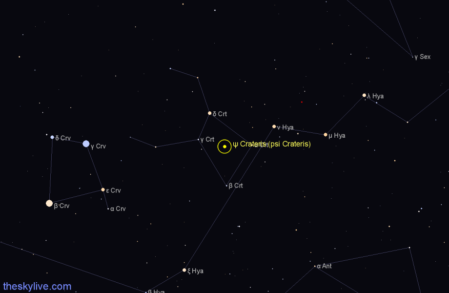 Finder chart ψ Crateris (psi Crateris) star