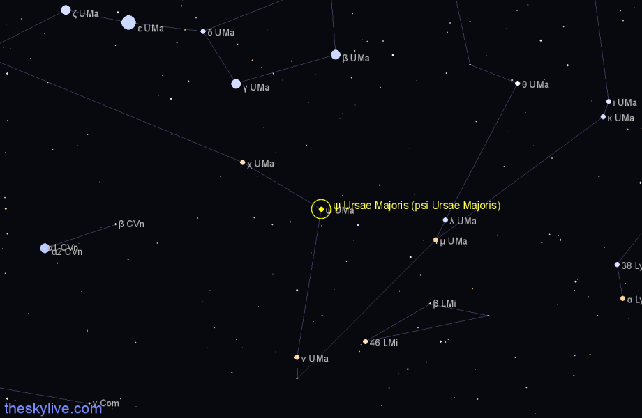 Finder chart ψ Ursae Majoris (psi Ursae Majoris) star