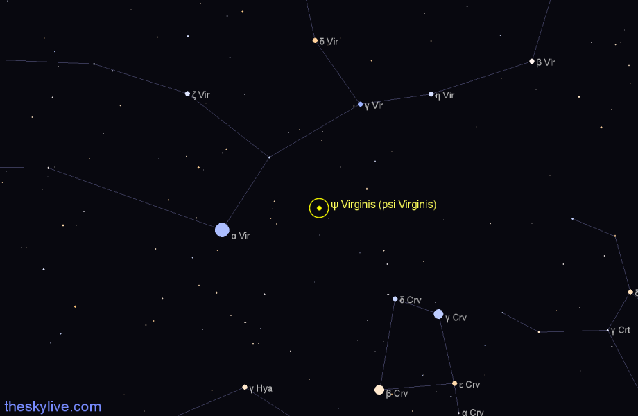 Finder chart ψ Virginis (psi Virginis) star