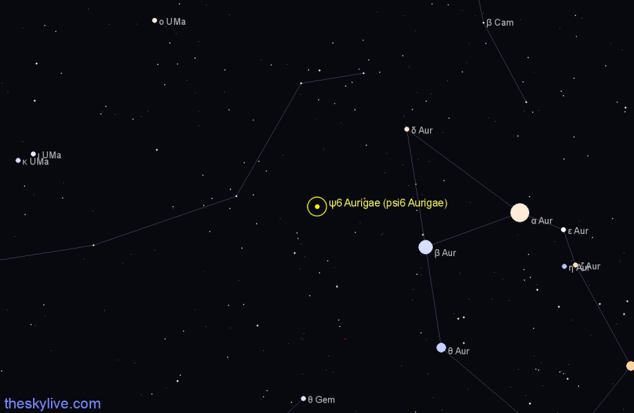 Finder chart ψ6 Aurigae (psi6 Aurigae) star