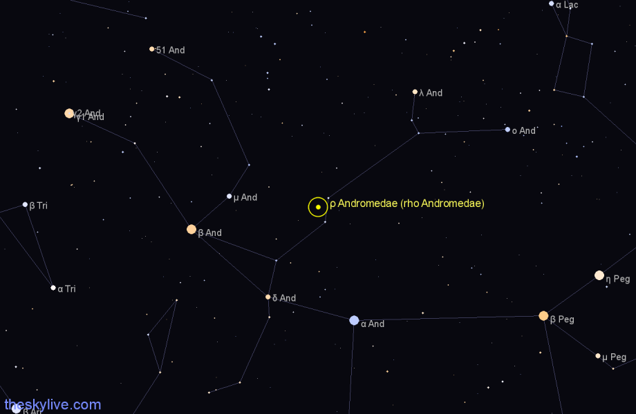 Finder chart ρ Andromedae (rho Andromedae) star