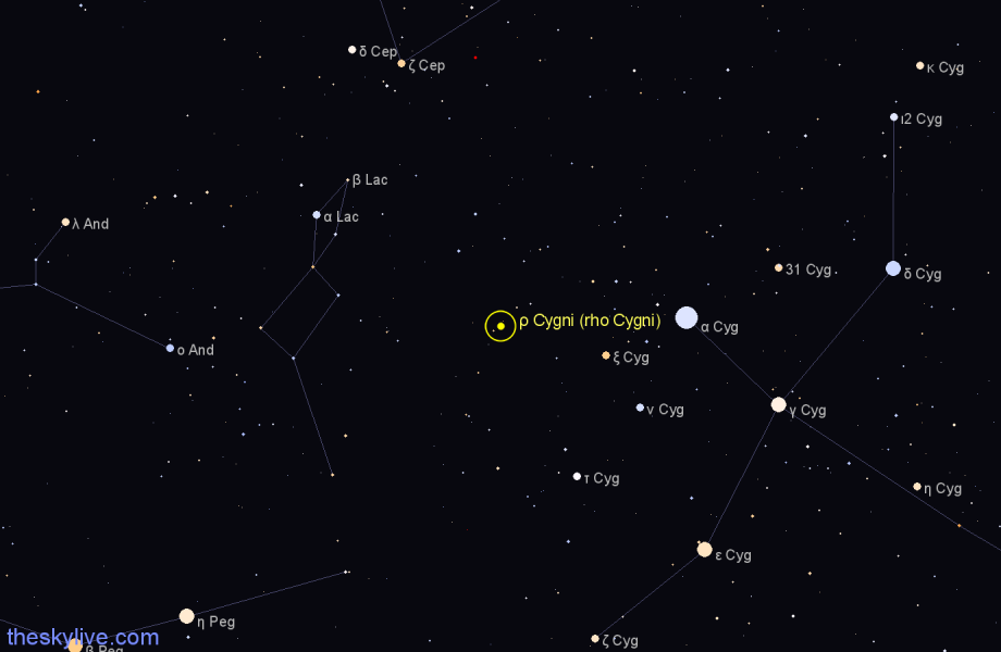 Finder chart ρ Cygni (rho Cygni) star