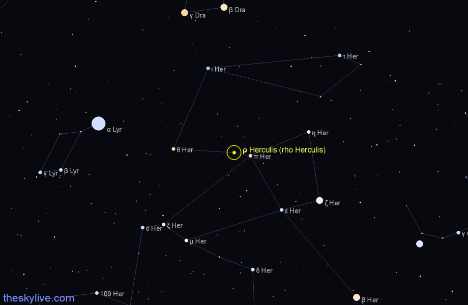 Finder chart ρ Herculis (rho Herculis) star