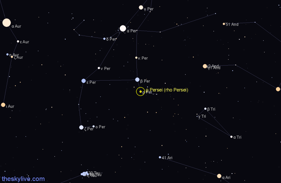 Finder chart ρ Persei (rho Persei) star