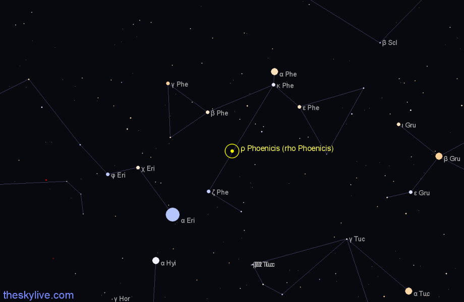 Finder chart ρ Phoenicis (rho Phoenicis) star