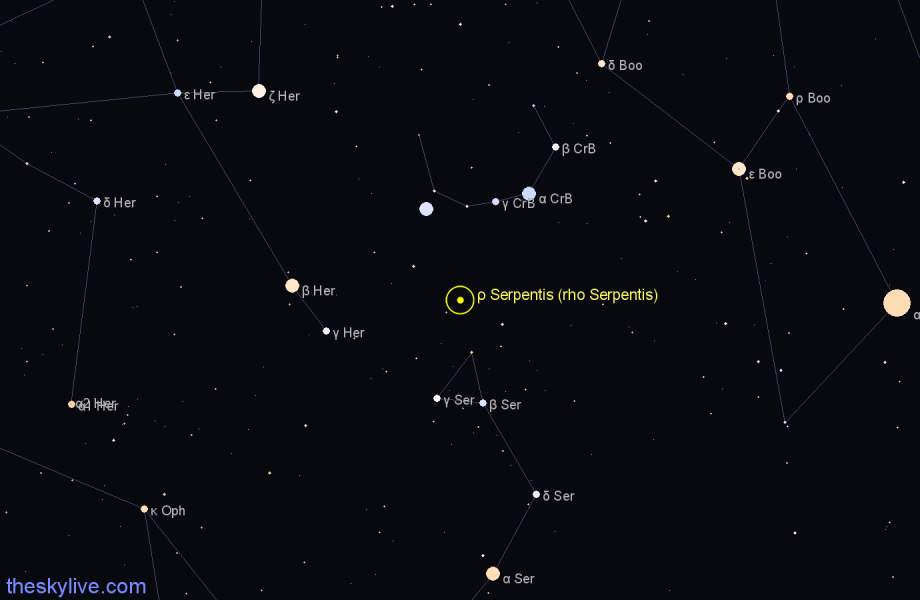 Finder chart ρ Serpentis (rho Serpentis) star