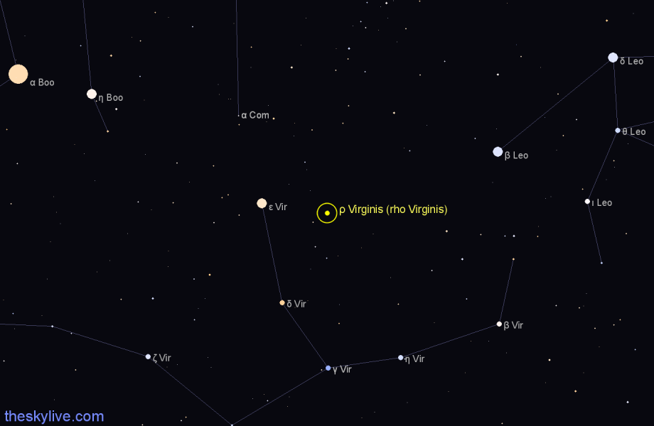 Finder chart ρ Virginis (rho Virginis) star