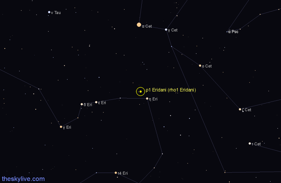 Finder chart ρ1 Eridani (rho1 Eridani) star