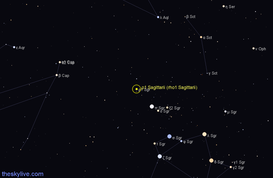 Finder chart ρ1 Sagittarii (rho1 Sagittarii) star