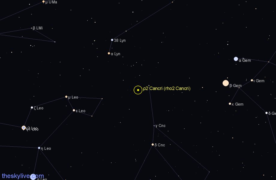 Finder chart ρ2 Cancri (rho2 Cancri) star