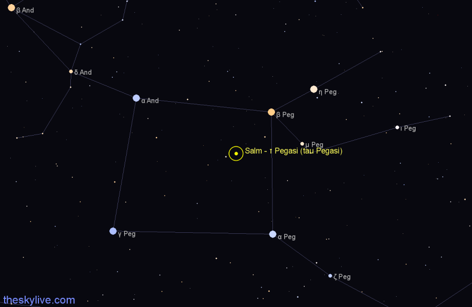 Finder chart Salm - τ Pegasi (tau Pegasi) star