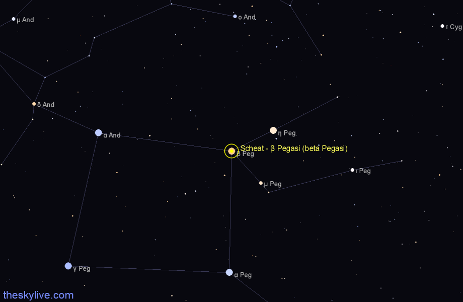 Finder chart Scheat - β Pegasi (beta Pegasi) star