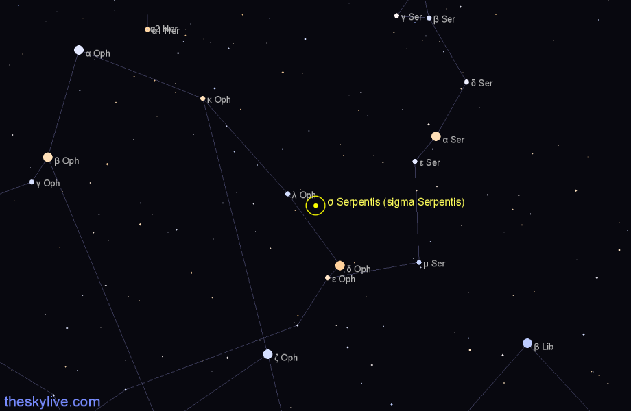 Finder chart σ Serpentis (sigma Serpentis) star