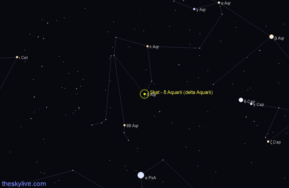 Finder chart Skat - δ Aquarii (delta Aquarii) star