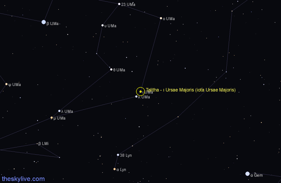 Finder chart Talitha - ι Ursae Majoris (iota Ursae Majoris) star