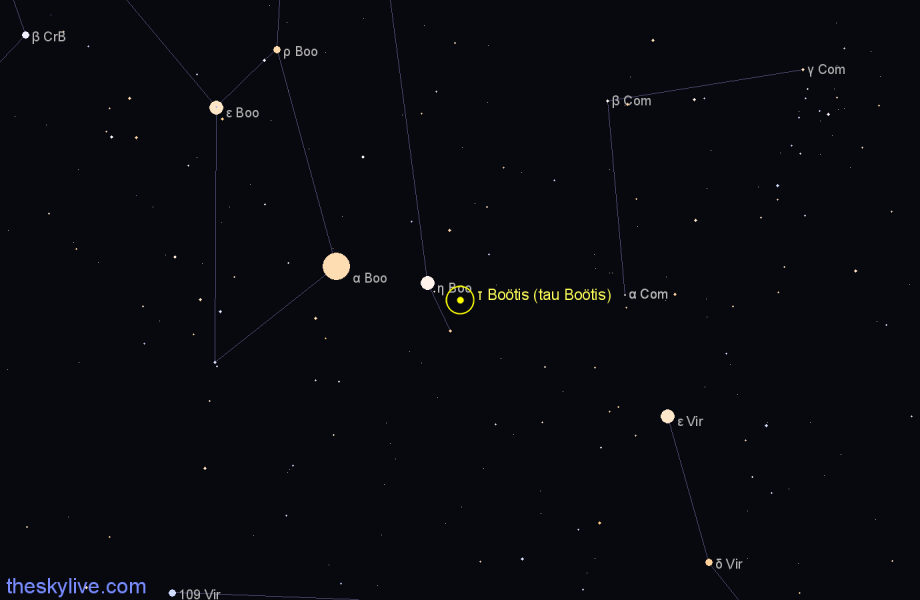 Finder chart τ Boötis (tau Boötis) star