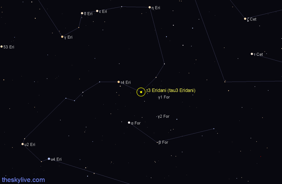 Finder chart τ3 Eridani (tau3 Eridani) star