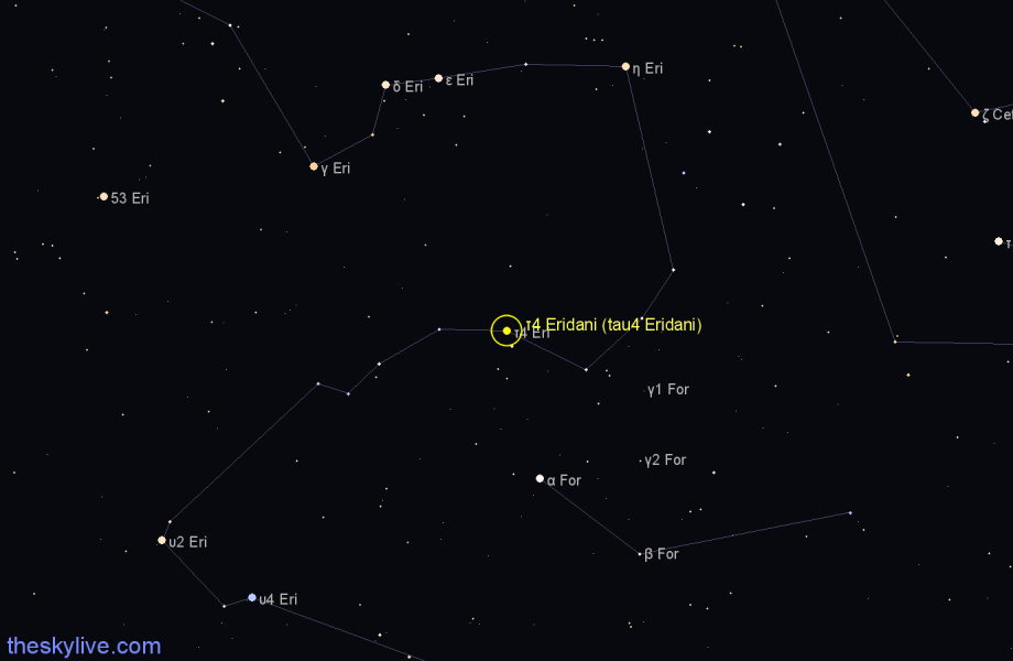 Finder chart τ4 Eridani (tau4 Eridani) star
