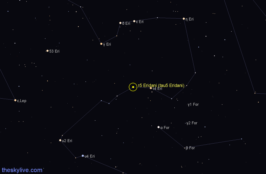 Finder chart τ5 Eridani (tau5 Eridani) star