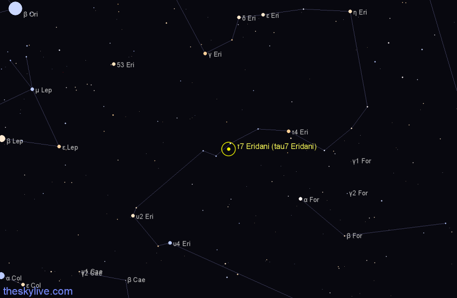 Finder chart τ7 Eridani (tau7 Eridani) star