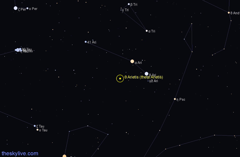 Finder chart θ Arietis (theta Arietis) star