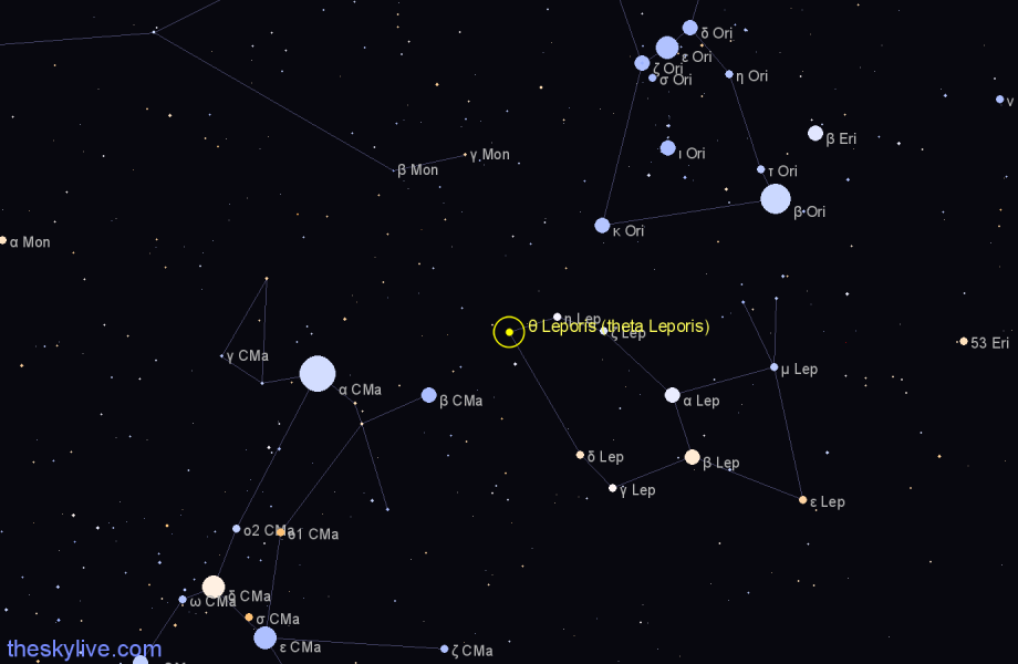 Finder chart θ Leporis (theta Leporis) star
