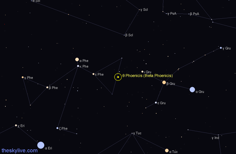 Finder chart θ Phoenicis (theta Phoenicis) star