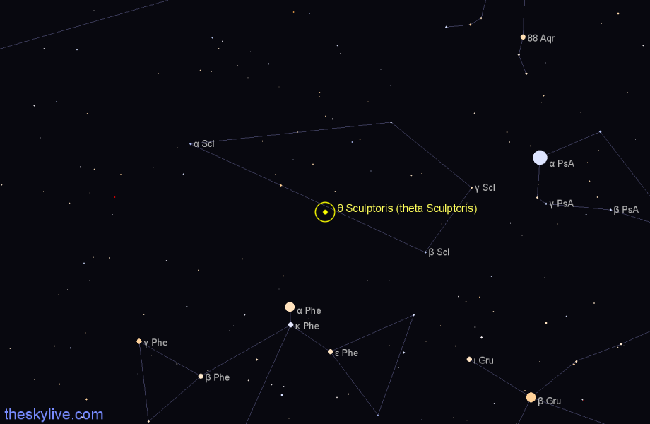 Finder chart θ Sculptoris (theta Sculptoris) star