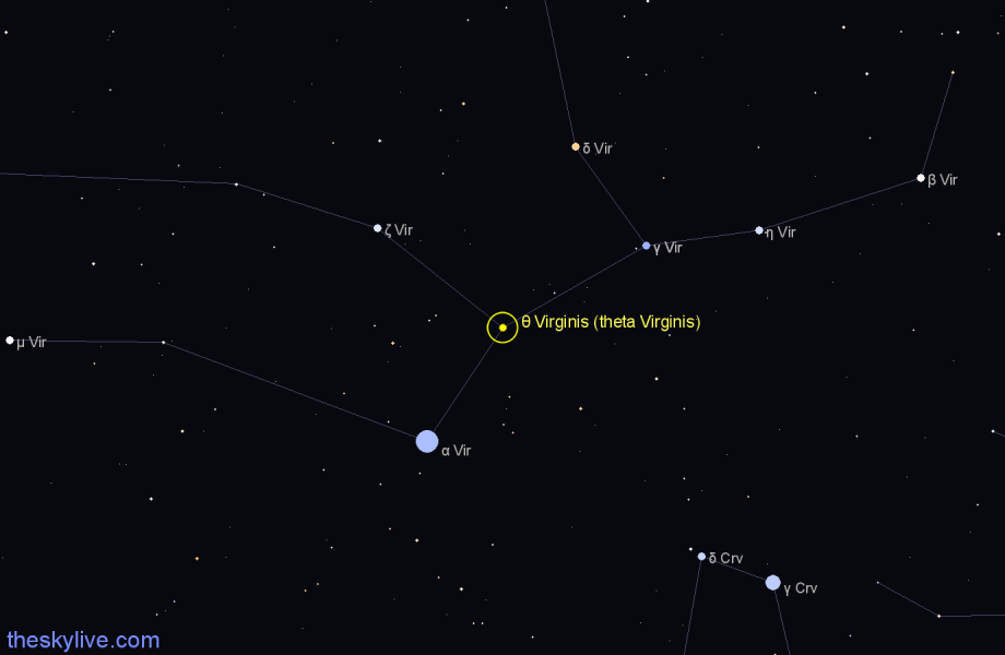 Finder chart θ Virginis (theta Virginis) star