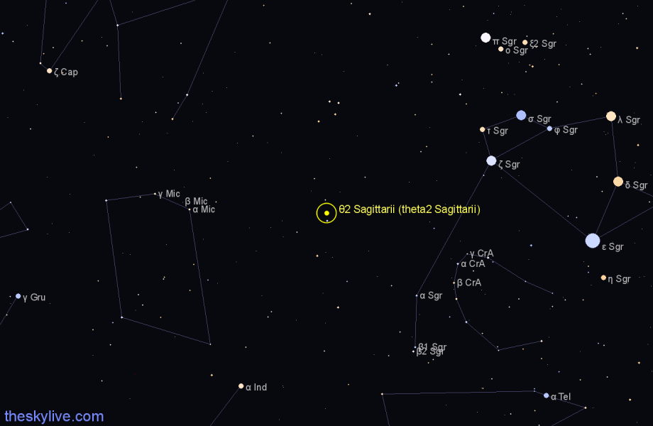 Finder chart θ2 Sagittarii (theta2 Sagittarii) star