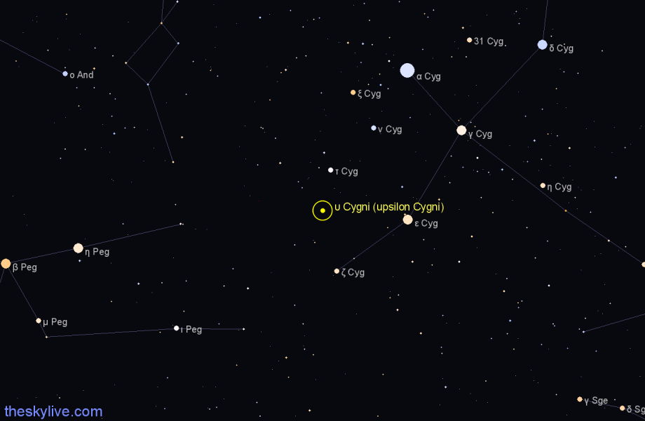 Finder chart υ Cygni (upsilon Cygni) star