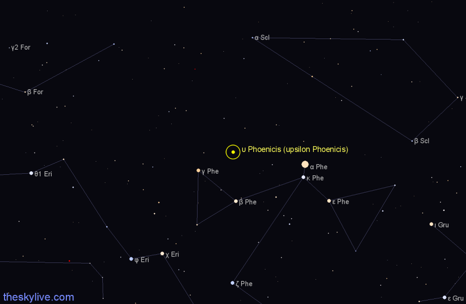 Finder chart υ Phoenicis (upsilon Phoenicis) star