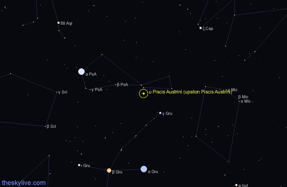 Finder chart υ Piscis Austrini (upsilon Piscis Austrini) star