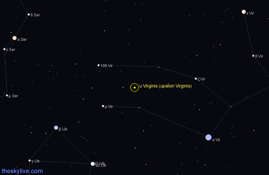 Finder chart υ Virginis (upsilon Virginis) star
