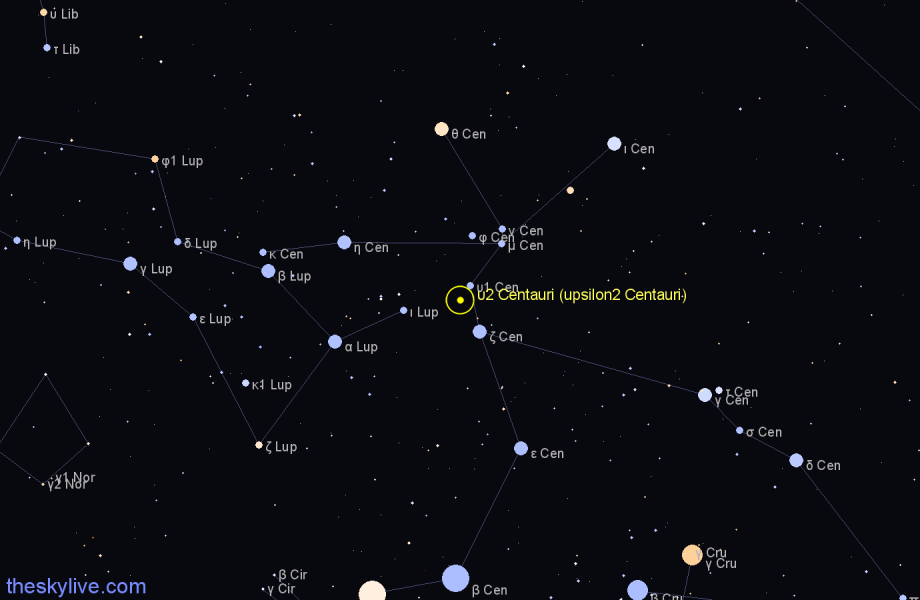 Finder chart υ2 Centauri (upsilon2 Centauri) star