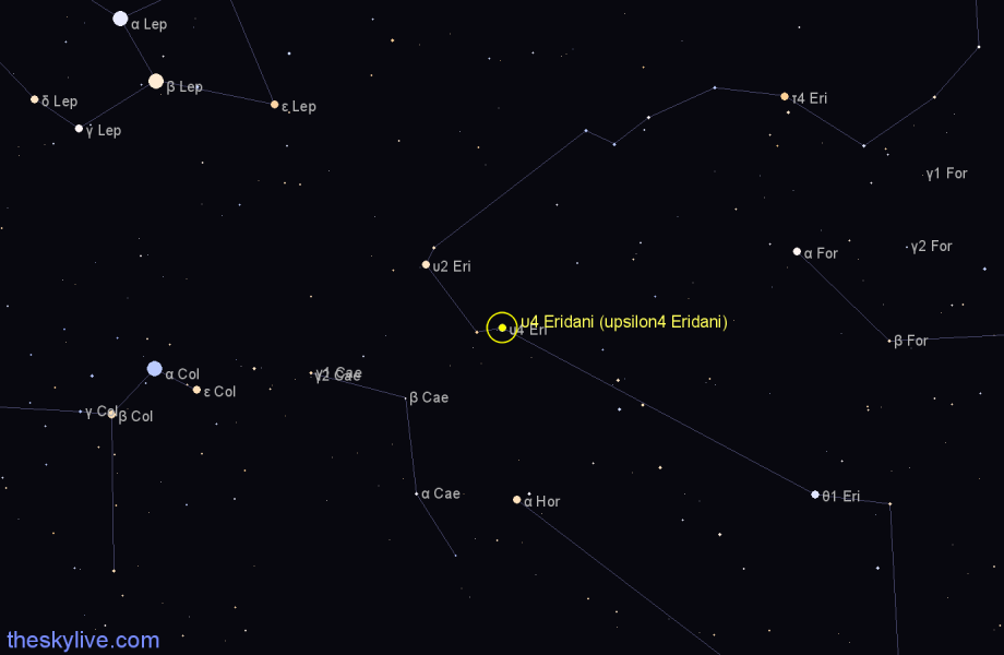 Finder chart υ4 Eridani (upsilon4 Eridani) star