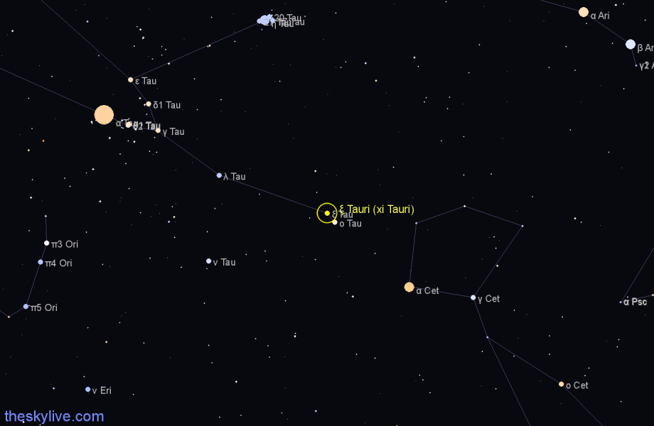 Finder chart ξ Tauri (xi Tauri) star
