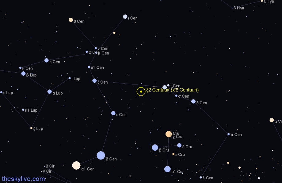 Finder chart ξ2 Centauri (xi2 Centauri) star