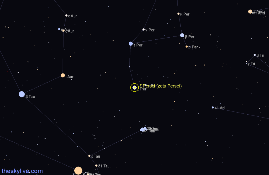 Finder chart ζ Persei (zeta Persei) star