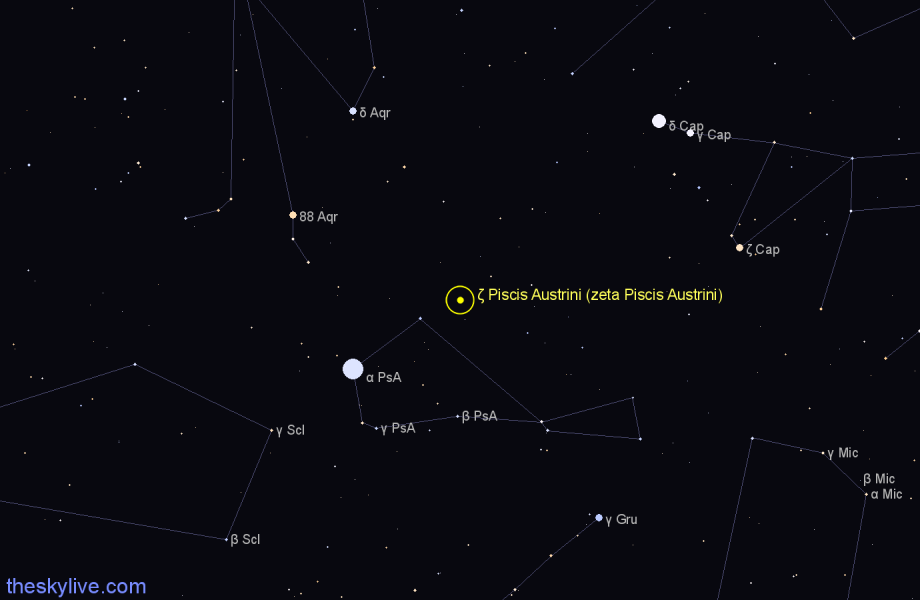 Finder chart ζ Piscis Austrini (zeta Piscis Austrini) star