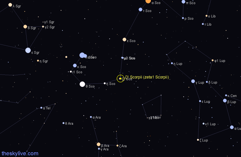 Finder chart ζ1 Scorpii (zeta1 Scorpii) star