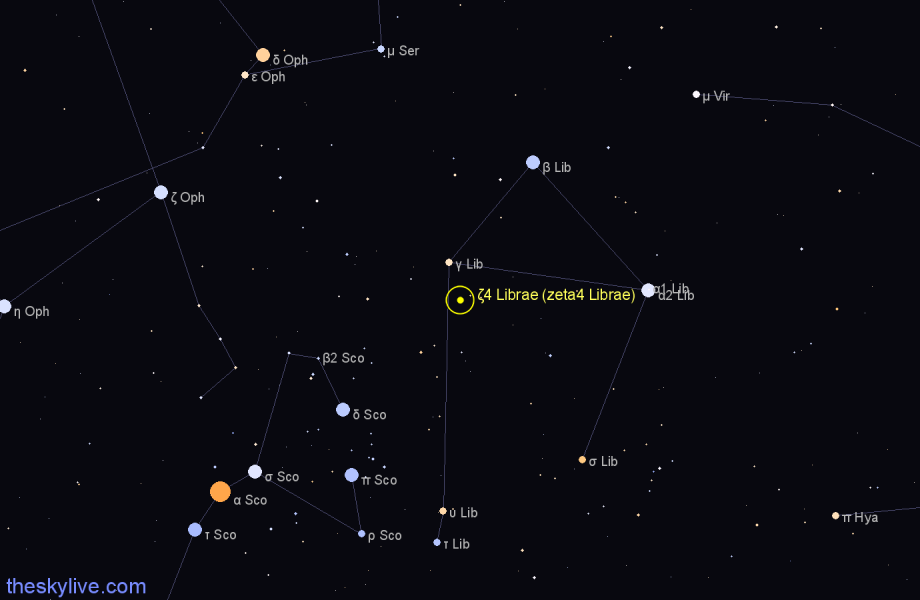 Finder chart ζ4 Librae (zeta4 Librae) star