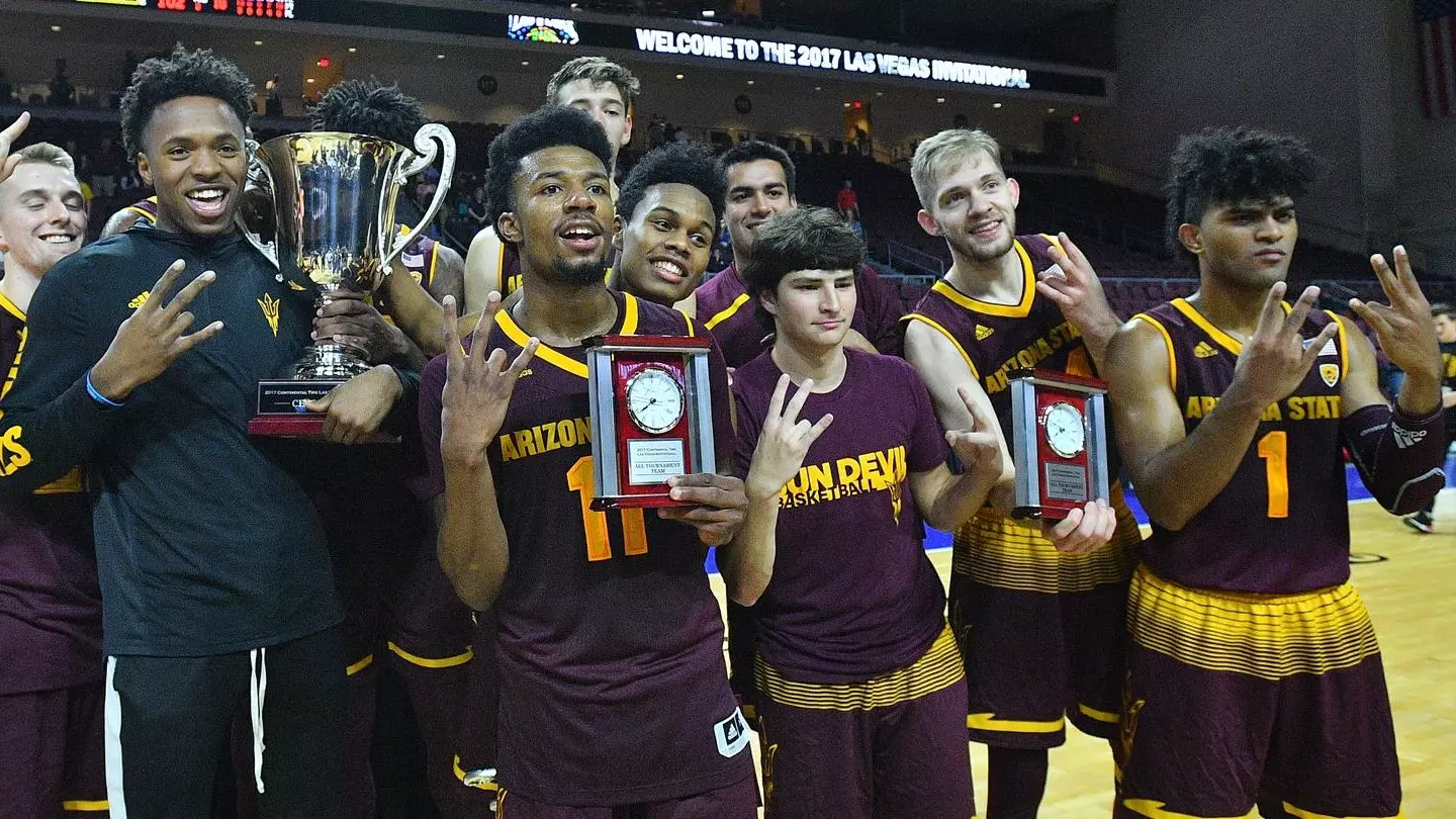 Tra Holder's 40-point effort paced the Sun Devils to a 102-86 victory over Xavier to win Continental Tire Holiday Invitational..webp